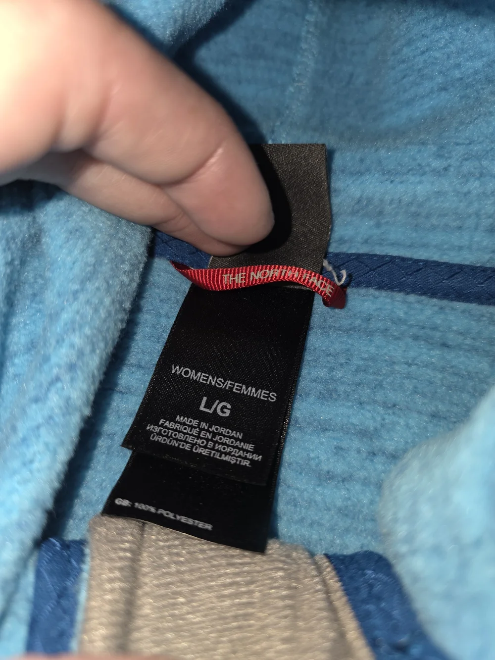 The North Face Women’s Large Blue Hooded Sweater Fleece Pullover Button Neck